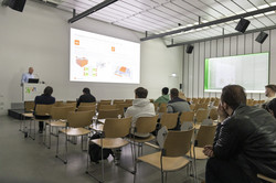 Guest lecture Pascal Kaiser 01-2026 Auditorium for Pascal Kaiser's guest lecture on material flow accounting (MFA) in the Logistics Campus lecture hall